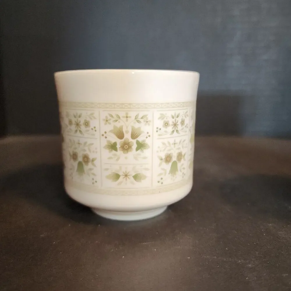 Royal Doulton Tea Coffee China Cup~Samarra~Green Tan Floral, England Set of 2